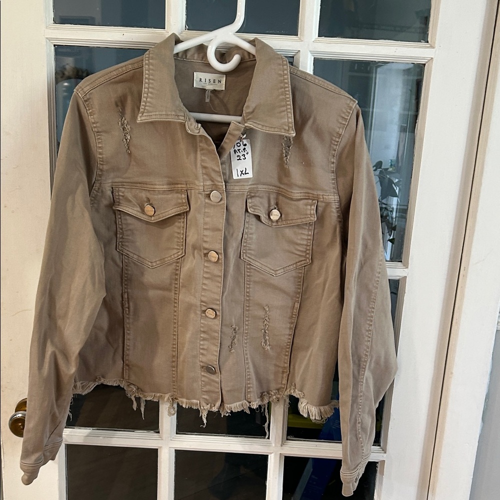 706.  Tan Distressed Women's Jacket
